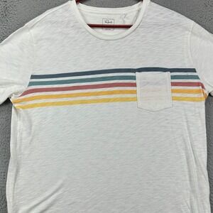 Rails T-Shirt Crew Neck Tee Men XL White Stripes Short Sleeve Pocket Casual Logo